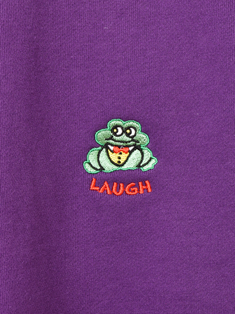 【2色展開】 ワンポイント刺繍 スウェットシャツ「LAUGH」