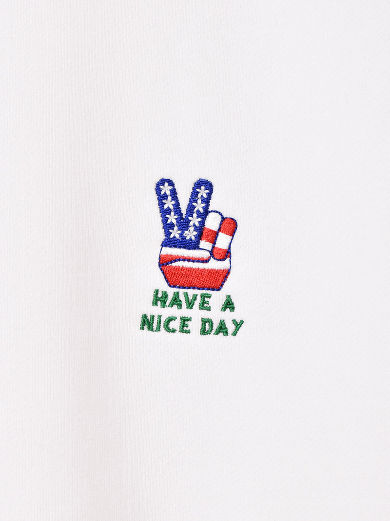 【2色展開】 ワンポイント刺繍 スウェットシャツ「HAVE A NICE DAY」