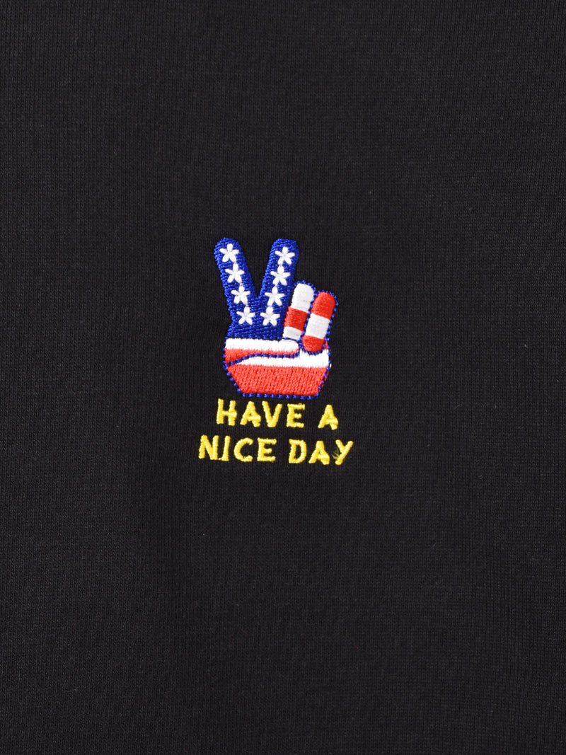 【2色展開】 ワンポイント刺繍 スウェットシャツ「HAVE A NICE DAY」