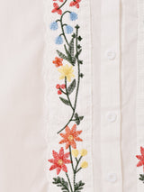 Meridian フラワー 刺繍 レース 半袖ブラウス