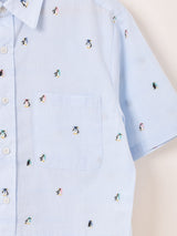 【2色展開】Meridian ペンギン柄 刺繍 半袖シャツ