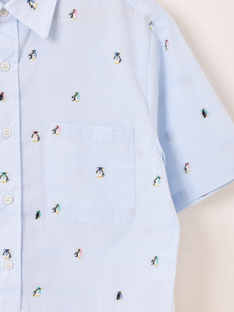2022SS EMB Penguins 刺繍 半袖プルオーバー　フリル ペンギン 2色展開】Meridian ペンギン柄 刺繍 半袖シャツ – 古着屋Top of the