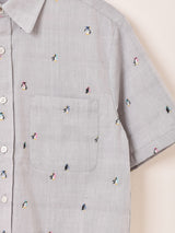 【2色展開】Meridian ペンギン柄 刺繍 半袖シャツ