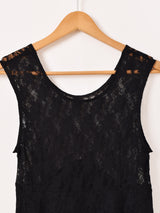 【2色展開】Meridian 花柄レース フリル ノースリーブワンピース