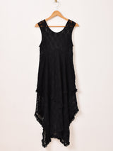 【2色展開】Meridian 花柄レース フリル ノースリーブワンピース