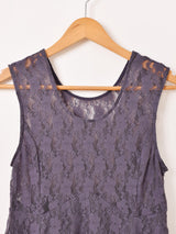 【2色展開】Meridian 花柄レース フリル ノースリーブワンピース