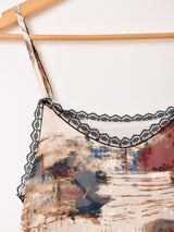 Meridian 総柄 ラッフル キャミソールワンピース