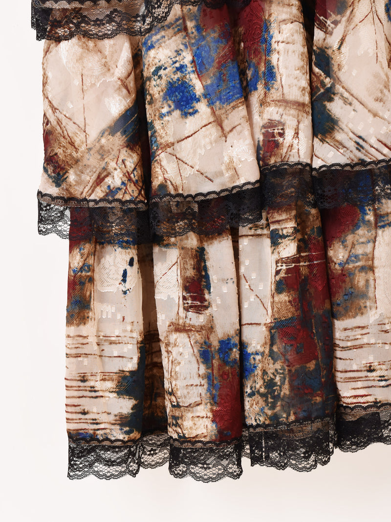 Meridian 総柄 ラッフル キャミソールワンピース