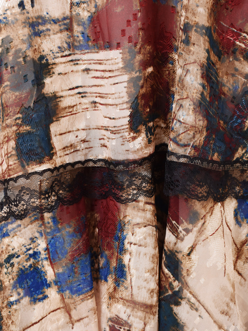 Meridian 総柄 ラッフル キャミソールワンピース