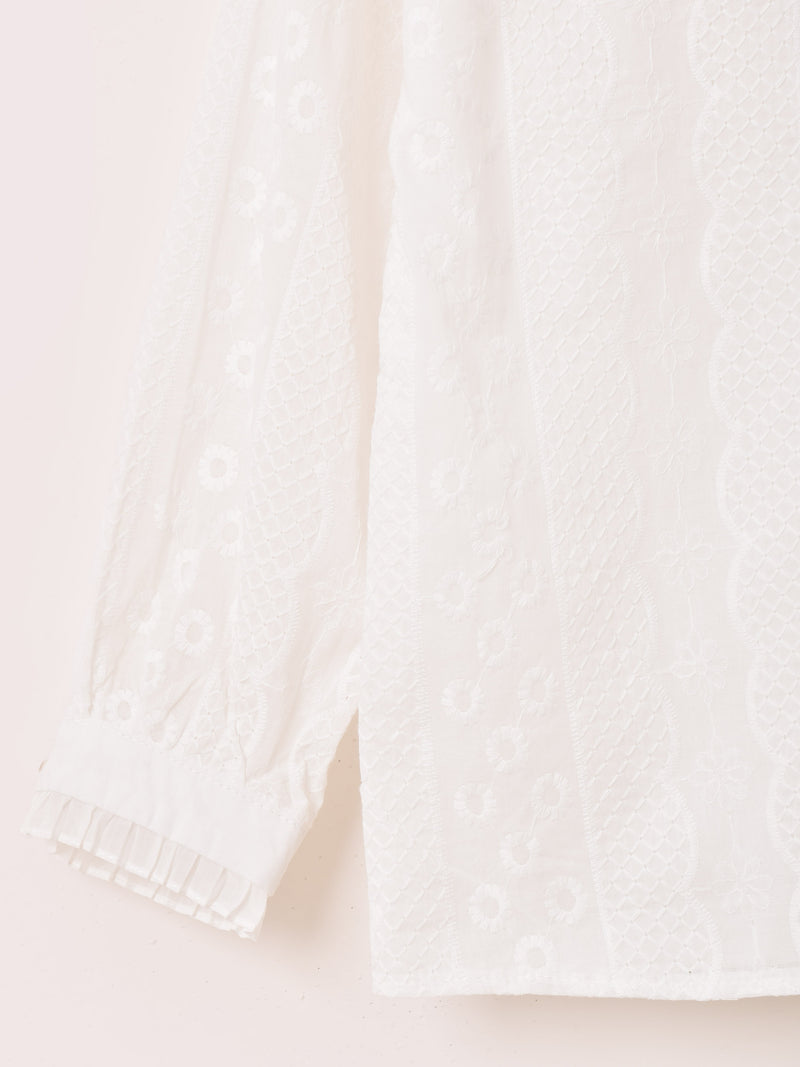 Meridian コットンレース 長袖ブラウス
