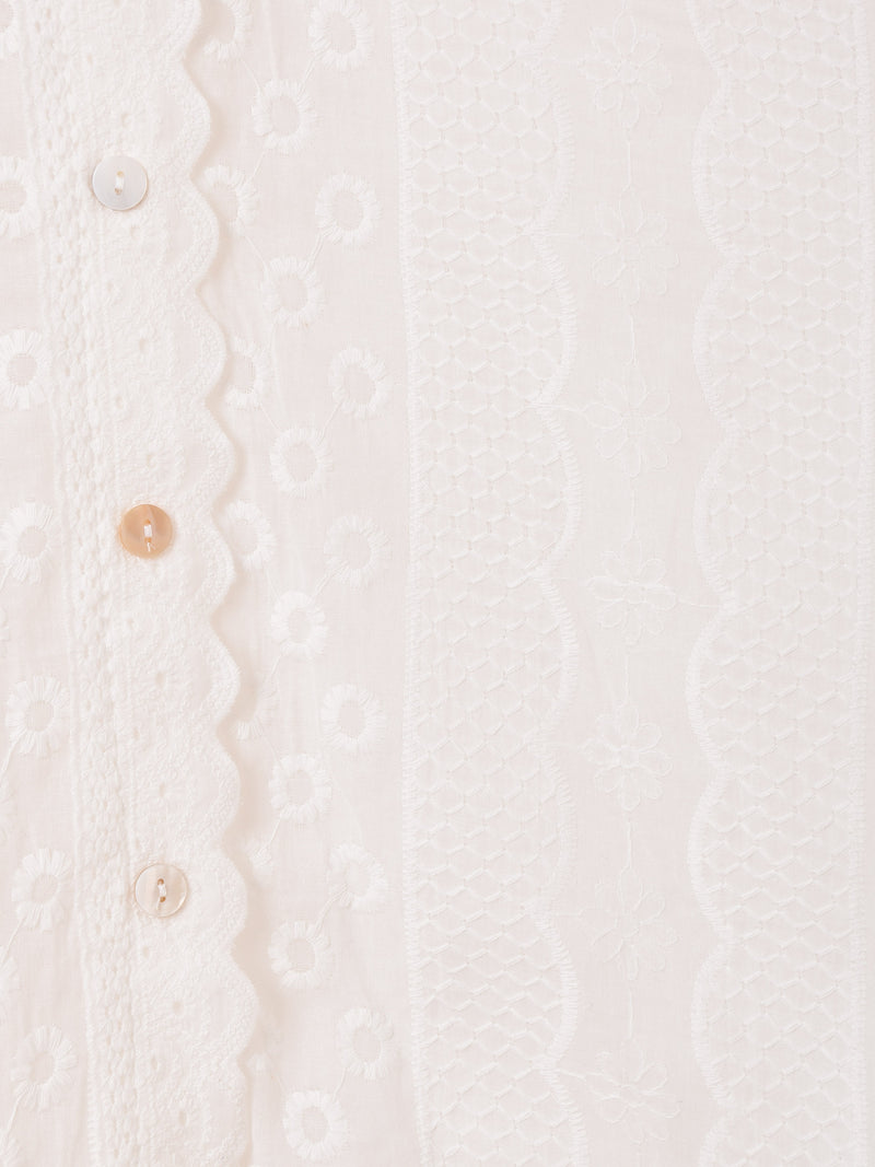 Meridian コットンレース 長袖ブラウス