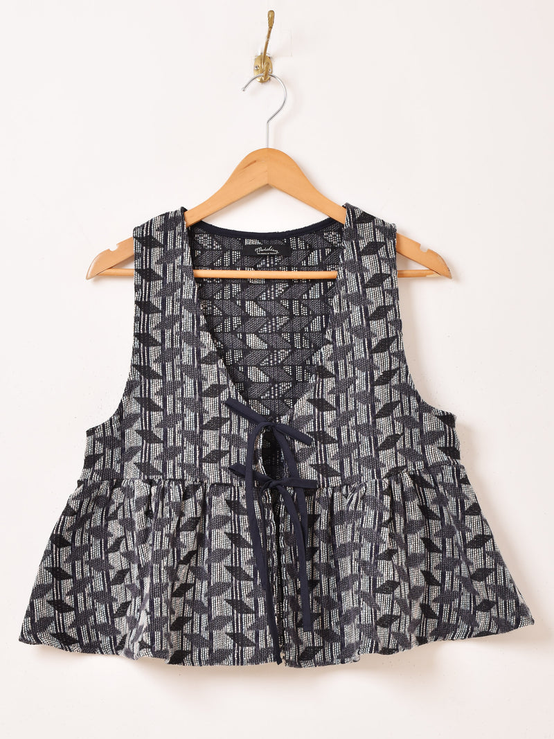 Meridian タペストリー ジオメトリック柄 ペプラムベスト