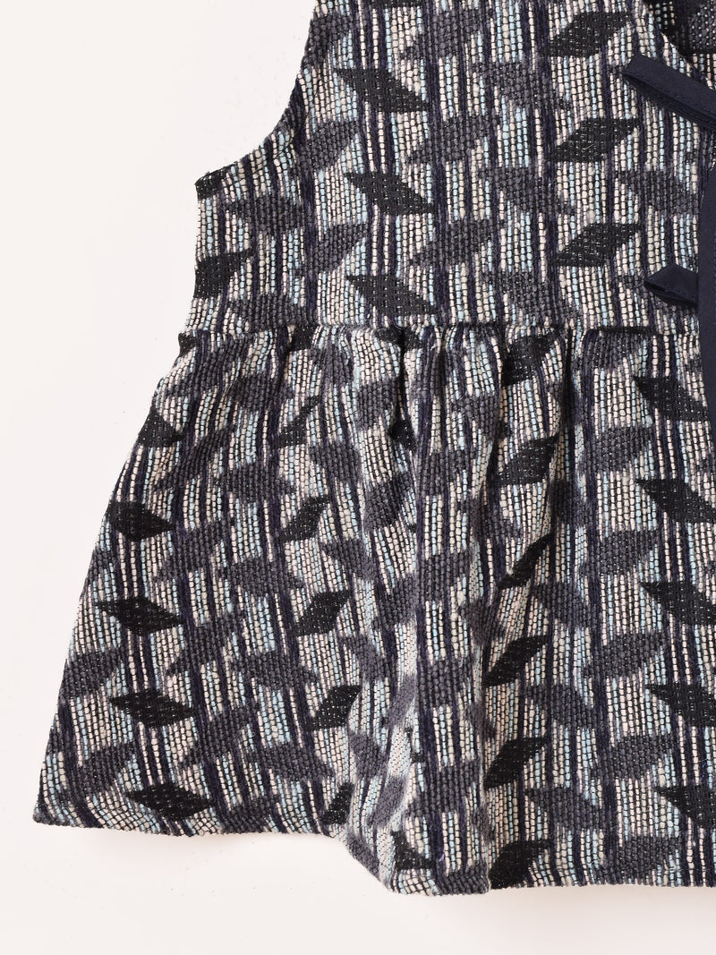 Meridian タペストリー ジオメトリック柄 ペプラムベスト