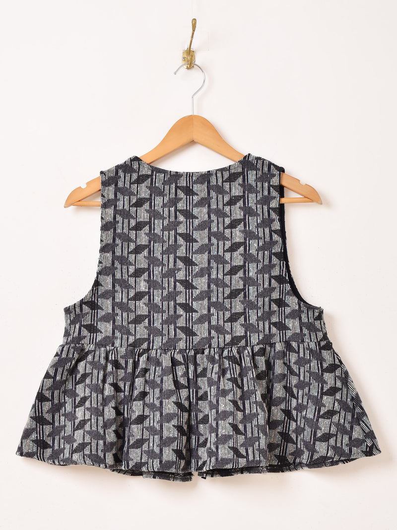 Meridian タペストリー ジオメトリック柄 ペプラムベスト