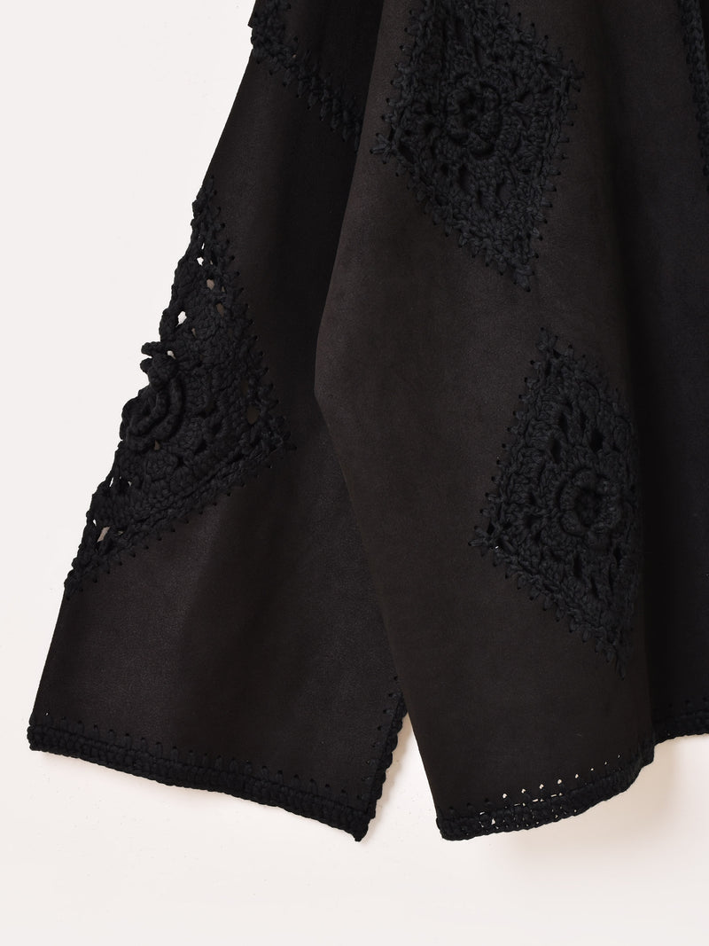 【2色展開】Elcamino フェイクスエード×クロシェ カーディガン