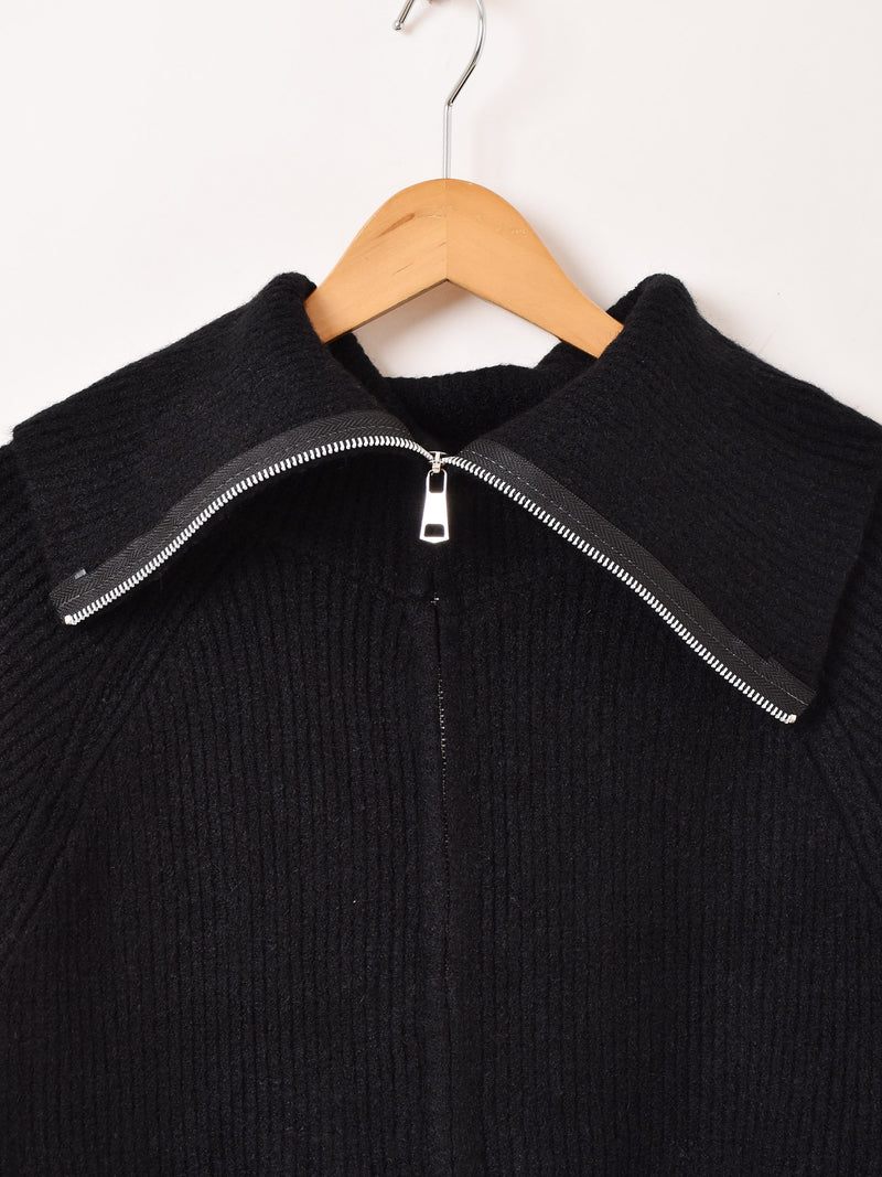 【3色展開】Meridian ビッグカラー ジップ カーディガン