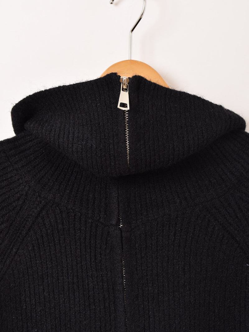 【3色展開】Meridian ビッグカラー ジップ カーディガン