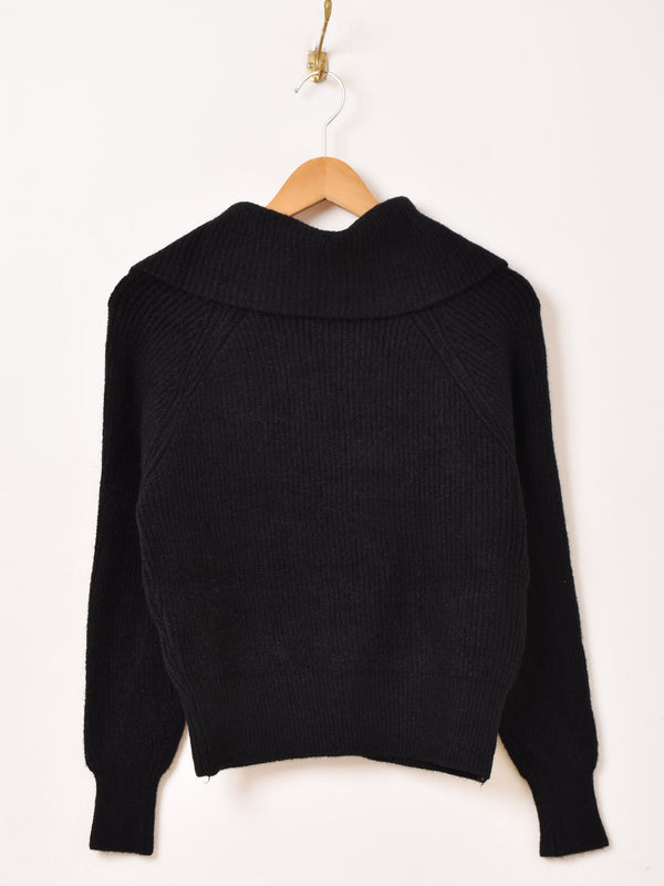 【3色展開】Meridian ビッグカラー ジップ カーディガン