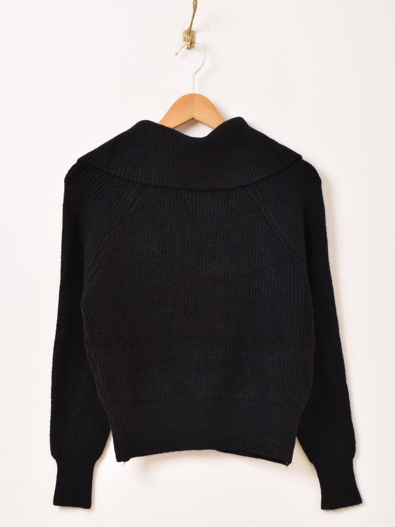 【3色展開】Meridian ビッグカラー ジップ カーディガン