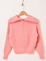 【3色展開】Meridian ビッグカラー ジップ カーディガン