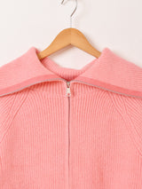 【3色展開】Meridian ビッグカラー ジップ カーディガン