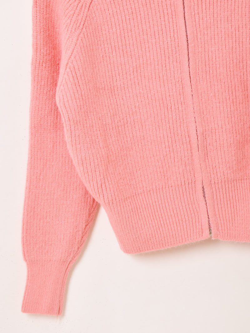 【3色展開】Meridian ビッグカラー ジップ カーディガン