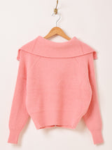 【3色展開】Meridian ビッグカラー ジップ カーディガン