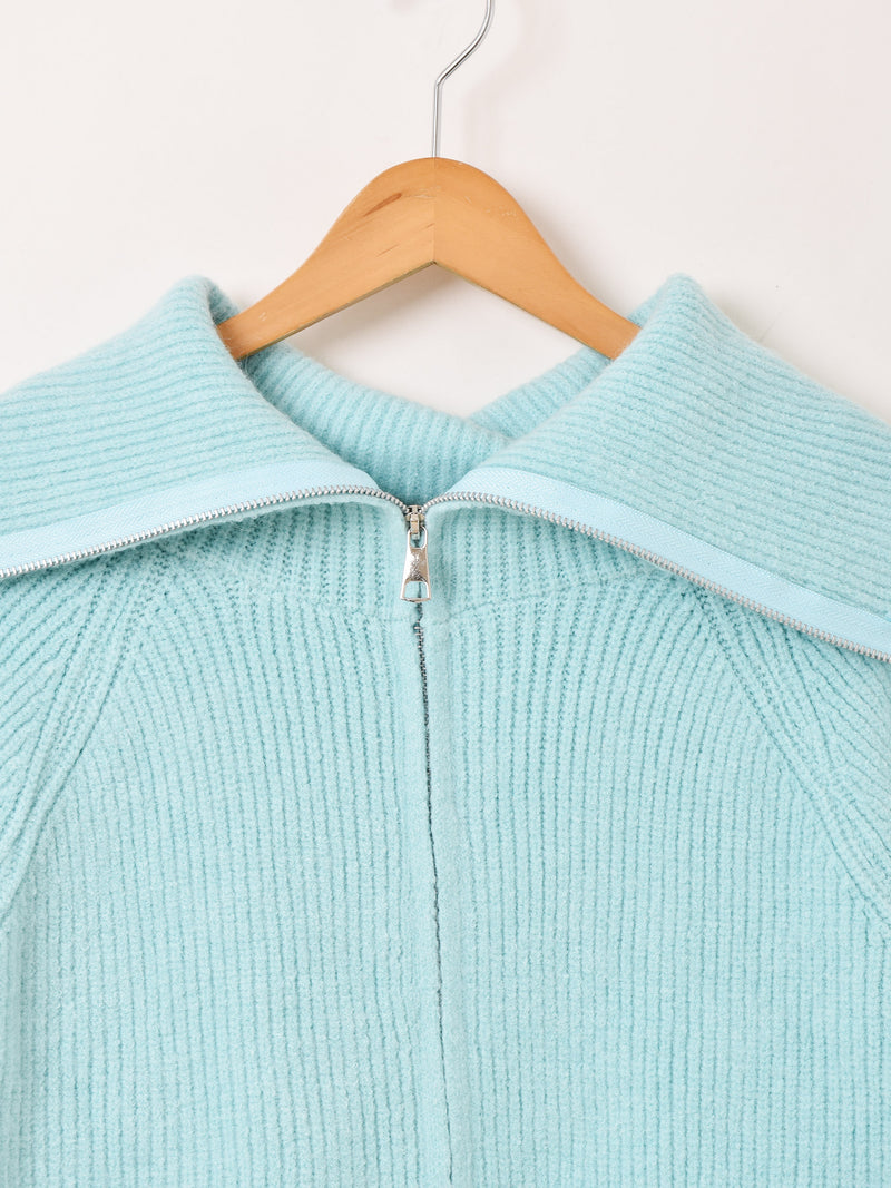 【3色展開】Meridian ビッグカラー ジップ カーディガン