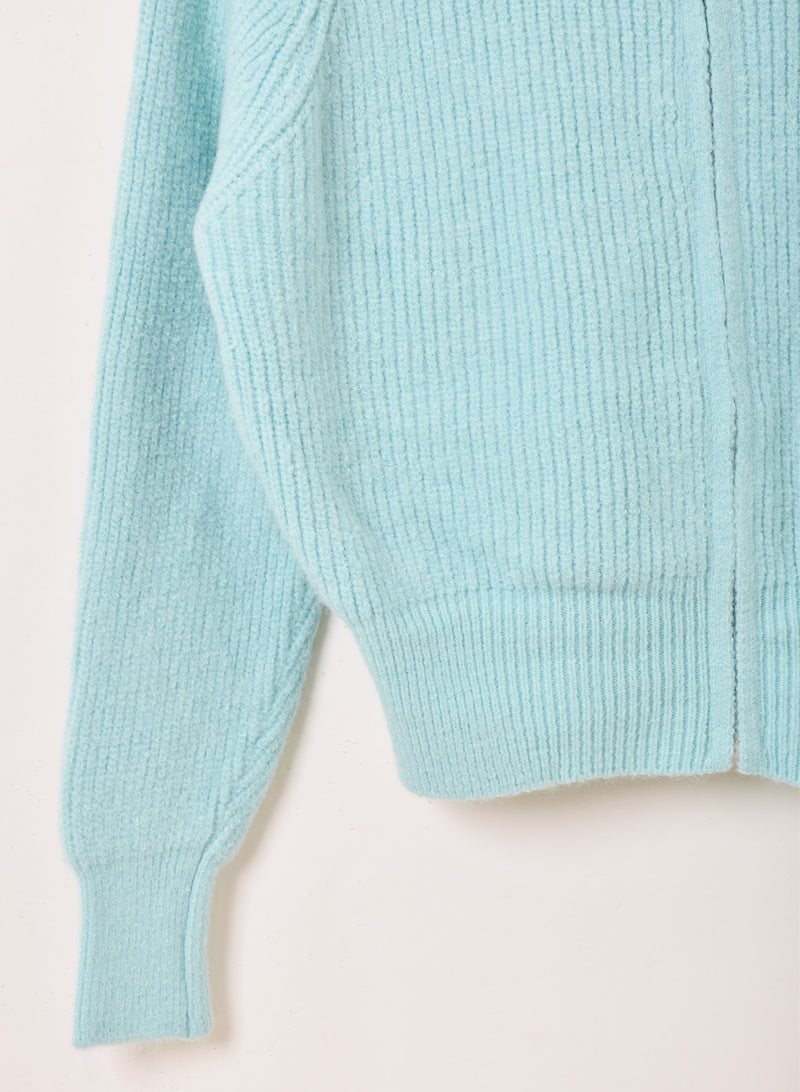 【3色展開】Meridian ビッグカラー ジップ カーディガン