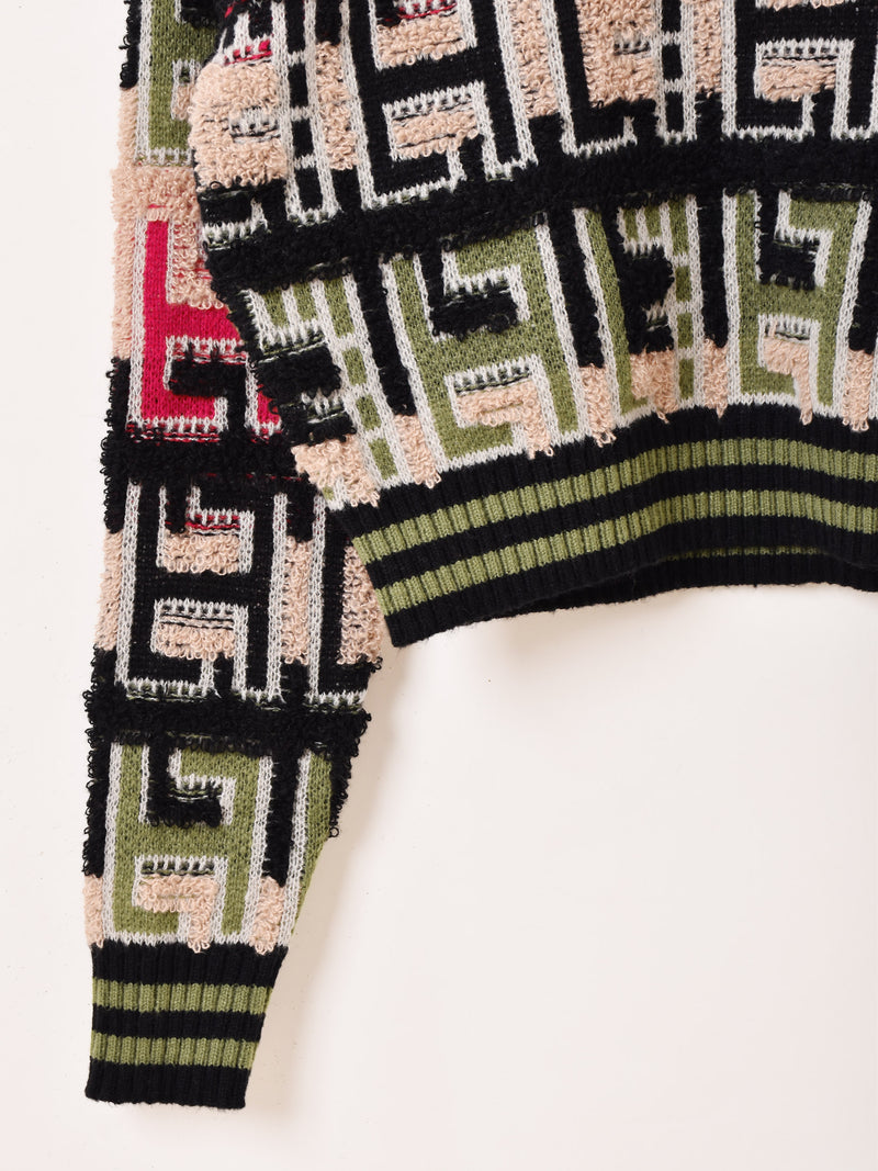 【2色展開】Meridian 総柄 パイルデザイン セーター