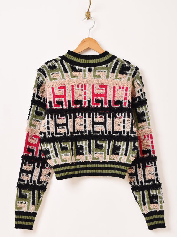 【2色展開】Meridian 総柄 パイルデザイン セーター