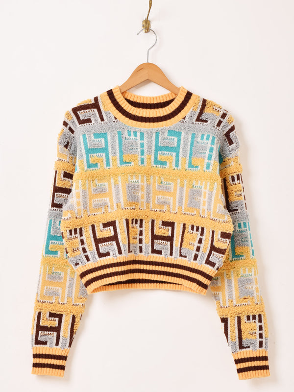 【2色展開】Meridian 総柄 パイルデザイン セーター