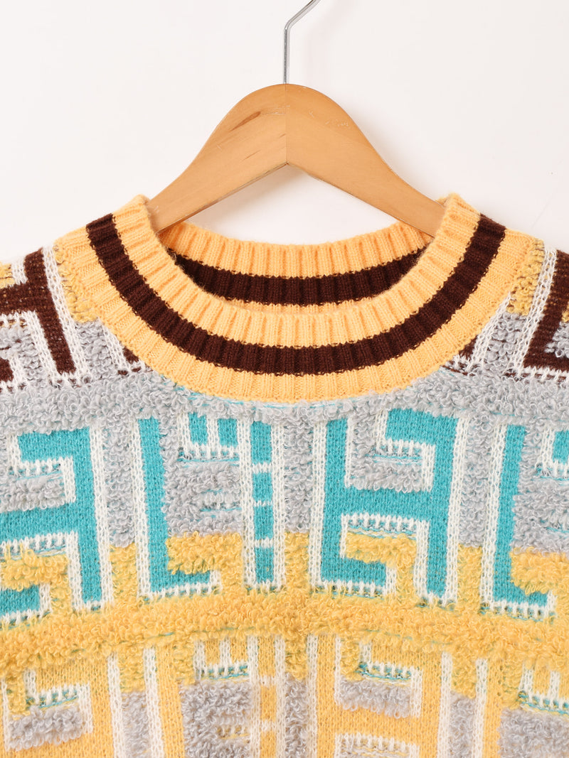 【2色展開】Meridian 総柄 パイルデザイン セーター