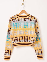 【2色展開】Meridian 総柄 パイルデザイン セーター