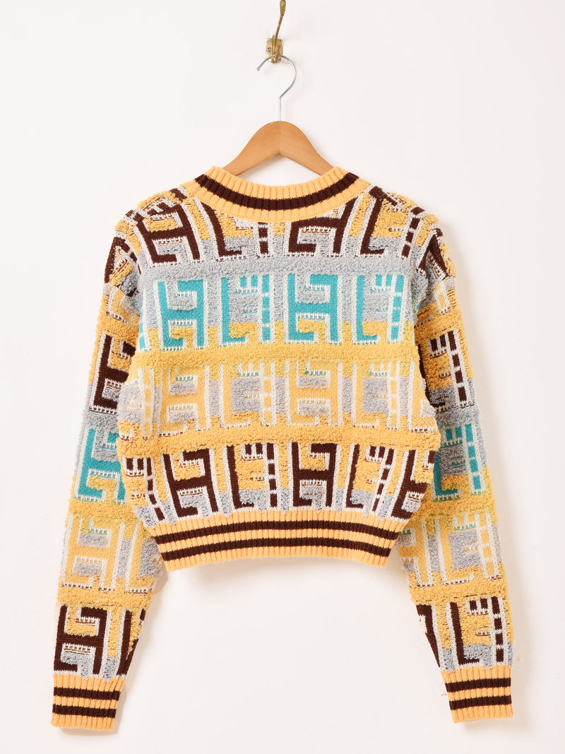 【2色展開】Meridian 総柄 パイルデザイン セーター