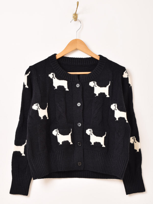 【2色展開】Elcamino 犬柄 カーディガン