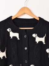 【2色展開】Elcamino 犬柄 カーディガン