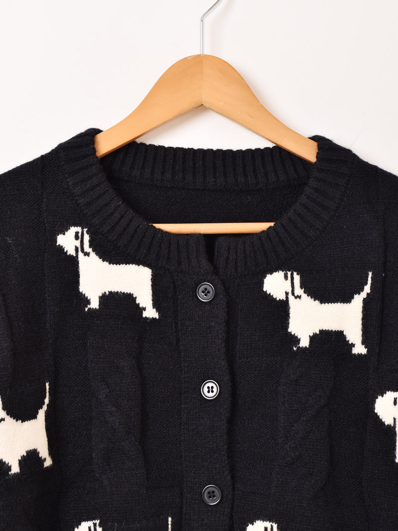 【2色展開】Elcamino 犬柄 カーディガン