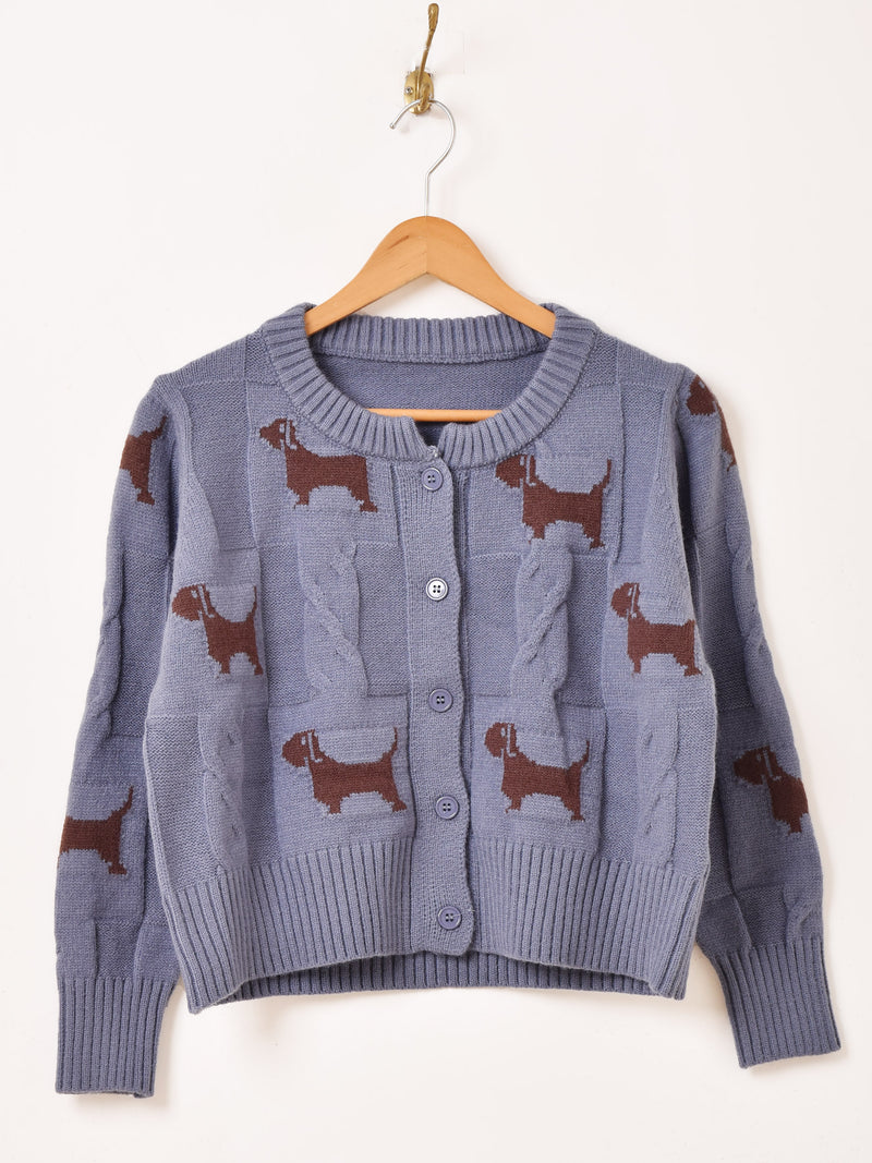 【2色展開】Elcamino 犬柄 カーディガン