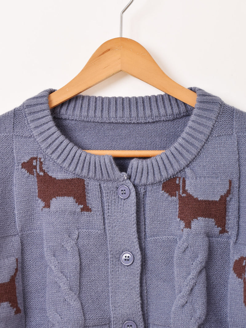 【2色展開】Elcamino 犬柄 カーディガン