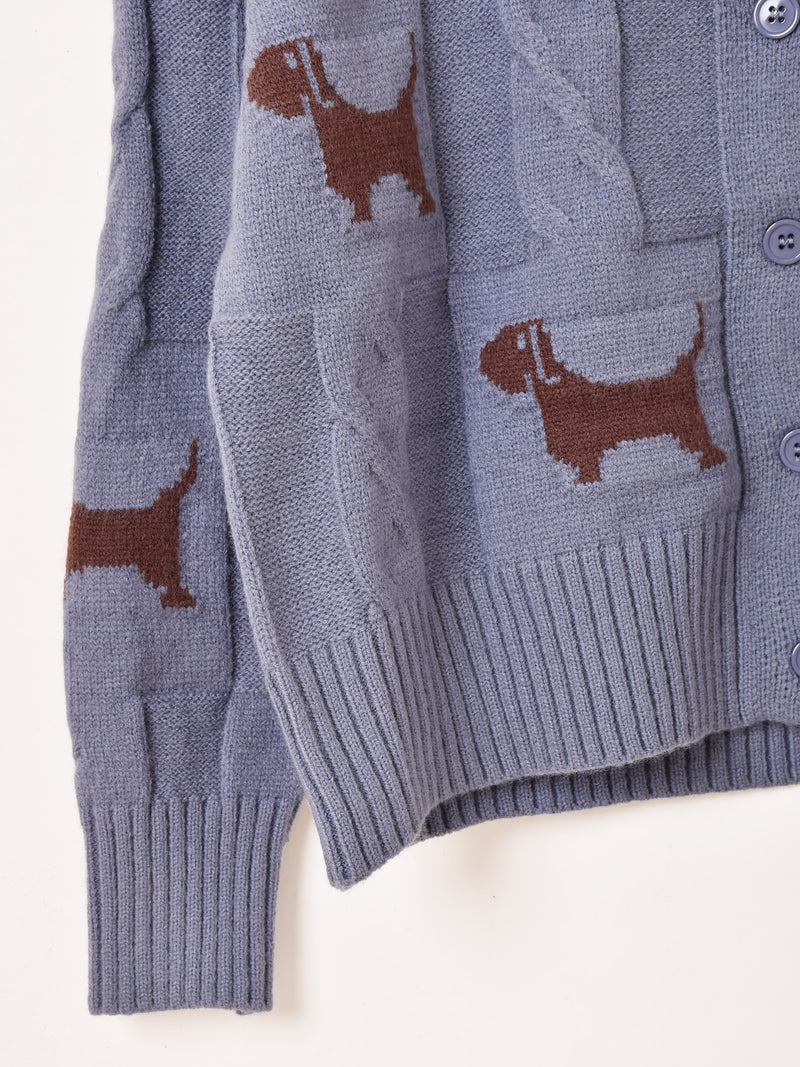 【2色展開】Elcamino 犬柄 カーディガン