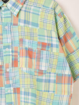 【2色展開】Backers チェック柄 パッチワーク 半袖シャツ