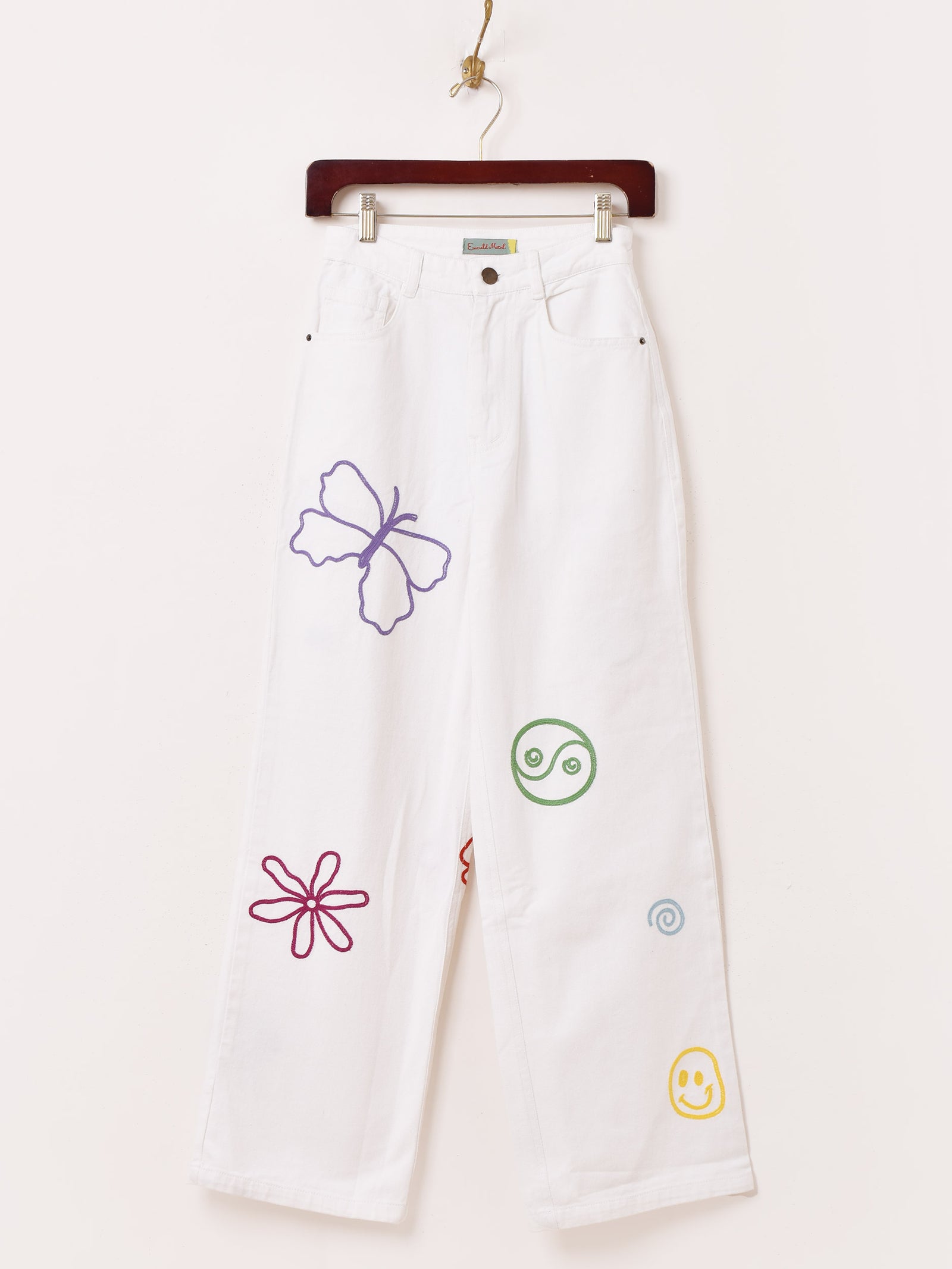 2色展開】Emerald Motel カラフル刺繍 デニムパンツ – 古着屋Top of