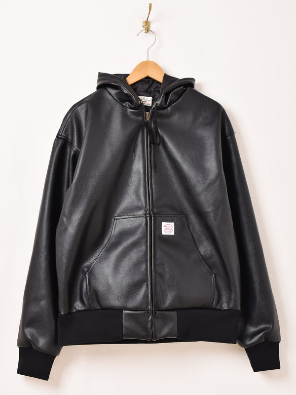 【3色展開】Backers フェイクレザー ジップアップ パーカー