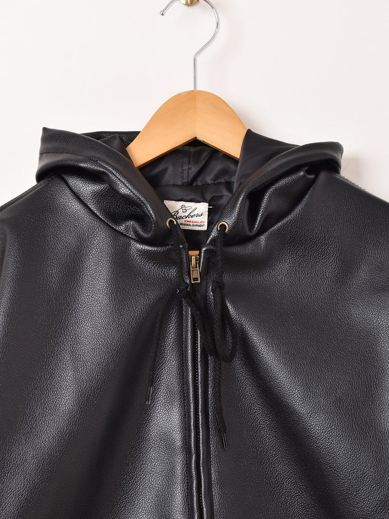 【3色展開】Backers フェイクレザー ジップアップ パーカー