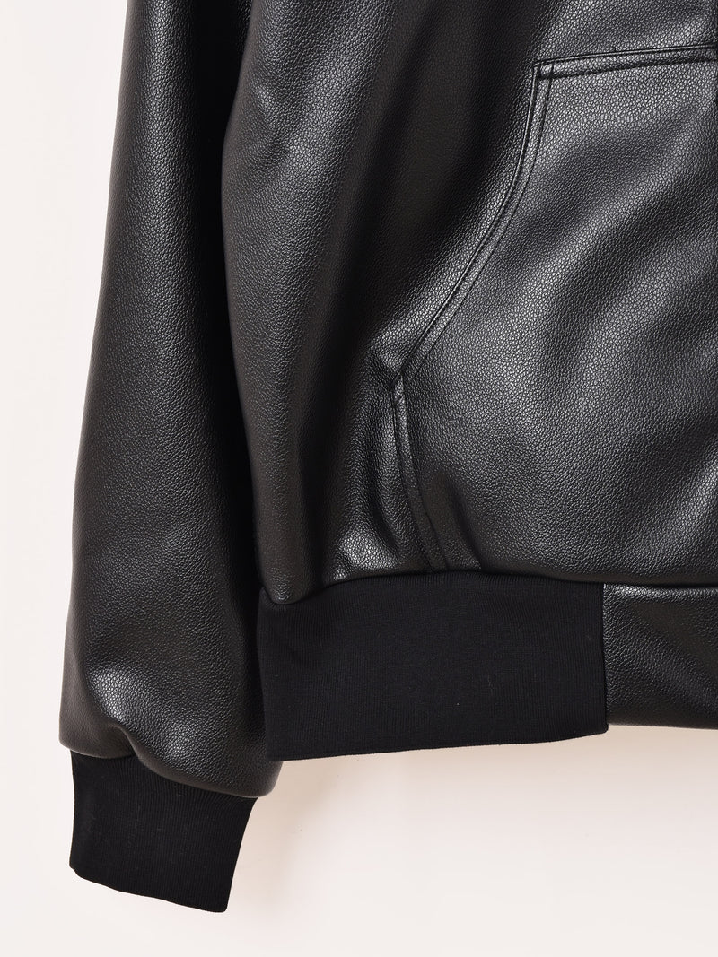 【3色展開】Backers フェイクレザー ジップアップ パーカー