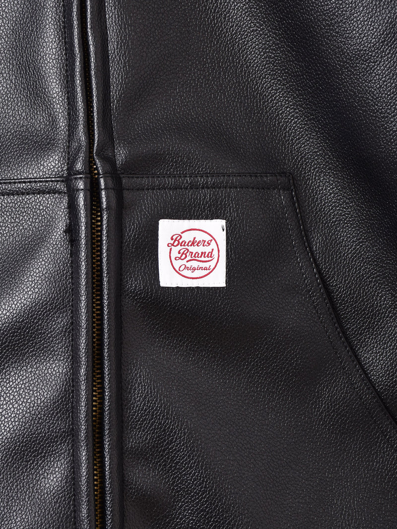 【3色展開】Backers フェイクレザー ジップアップ パーカー