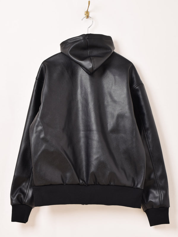 【3色展開】Backers フェイクレザー ジップアップ パーカー