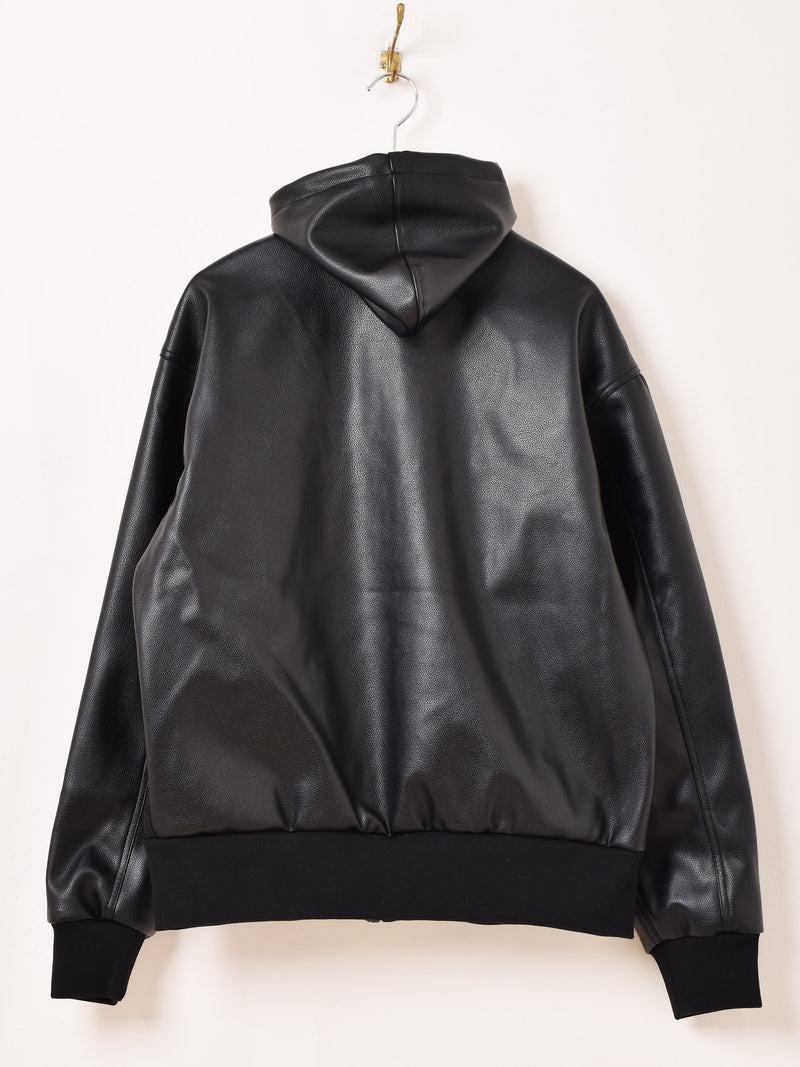 【3色展開】Backers フェイクレザー ジップアップ パーカー