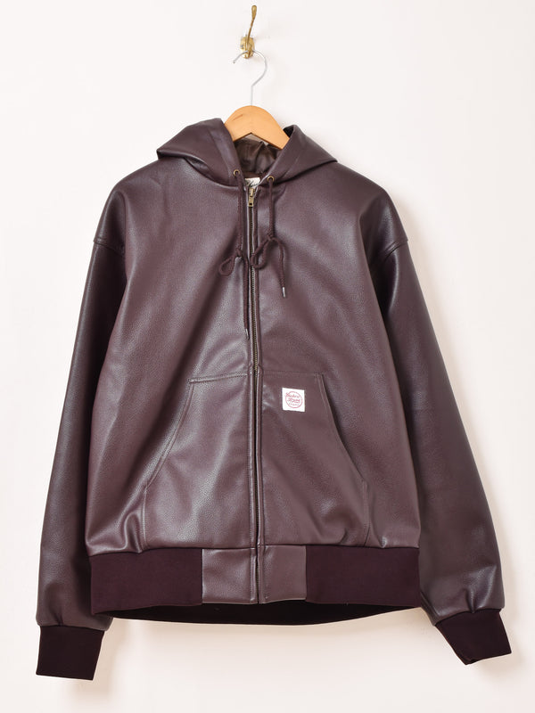 【3色展開】Backers フェイクレザー ジップアップ パーカー